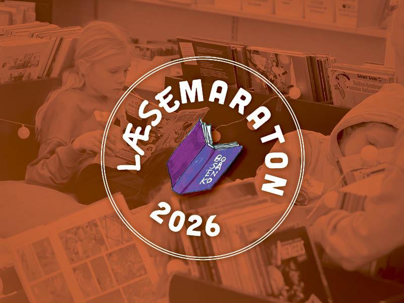 Læsemaraton logo på orange baggrund