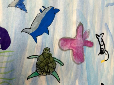 Illustrationer af havdyr i havet